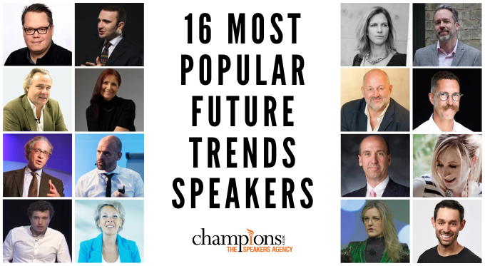 An image of the 16 most popular future trends speakers to hire via Champions Speakers